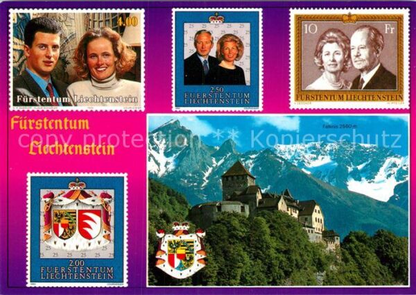 Liechtenstein  Schloss Vaduz Staatswappen Briefmarken
