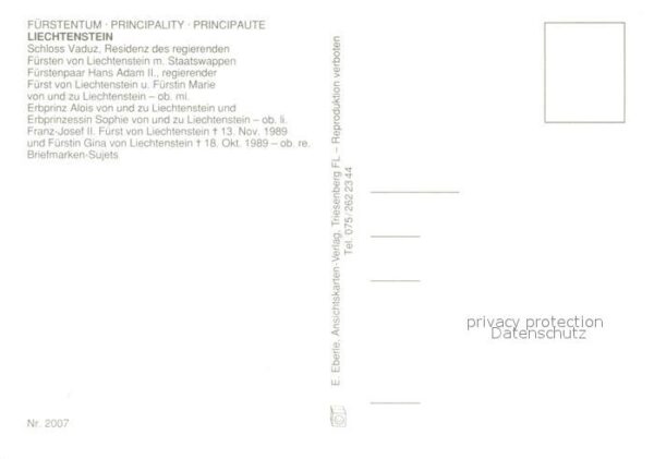 Liechtenstein  Schloss Vaduz Staatswappen Briefmarken – Bild 2