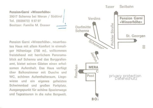 Schenna Meran Pension Garni Winzerhöhe Schwimmbad Gas – Bild 2