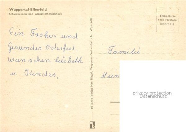 Elberfeld Wuppertal Schwebebahn und Glanzstoff Hochhaus – Bild 2