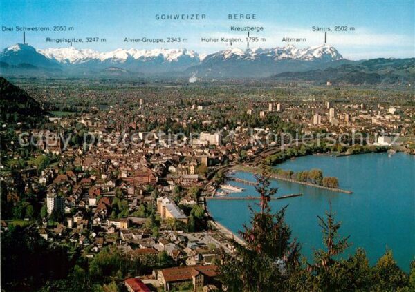 Bregenz Bodensee Rheintalblick mit Schweizer Bergen