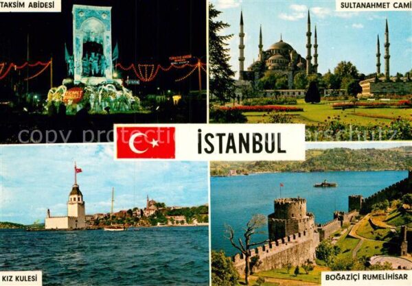 Istanbul Constantinopel Taksim Abidesi Sultanahmet Cami Kiz Kul