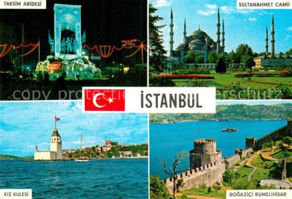 Istanbul Constantinopel Taksim Abidesi Sultanahmet Camii Kiz Ku