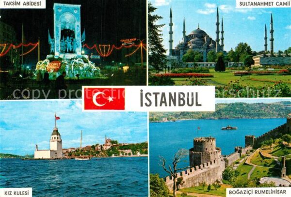 Istanbul Constantinopel Taksim Abidesi Sultanahmet Camii Kiz Ku