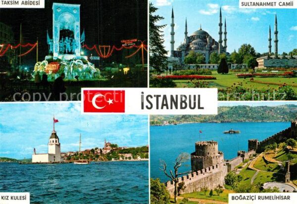 Istanbul Constantinopel Taksim Abidesi Sultanahmet Camii Kiz Ku