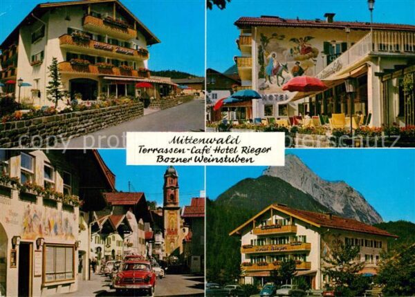 Mittenwald Bayern Terrassen Cafe Hotel Rieger Bozner Wein