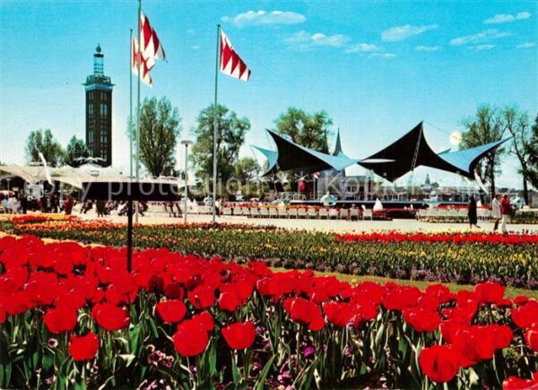 Koeln Rhein Bundesgartenschau Messeturm Tanzbrunnen
