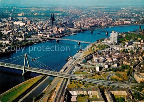 Koeln Rhein Fliegeraufnahme Dom Severinsbrücke Deut