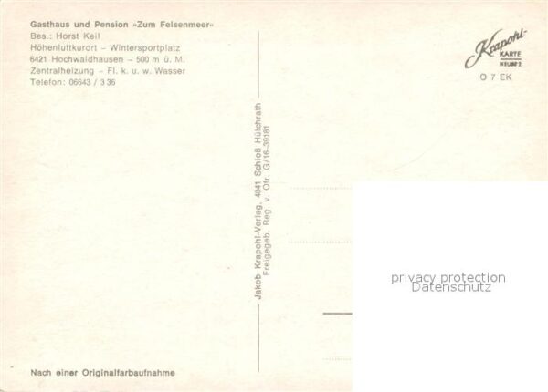 Hochwaldhausen Ilbeshausen Gasthaus Pension Zum Felsenmeer Flieger – Bild 2