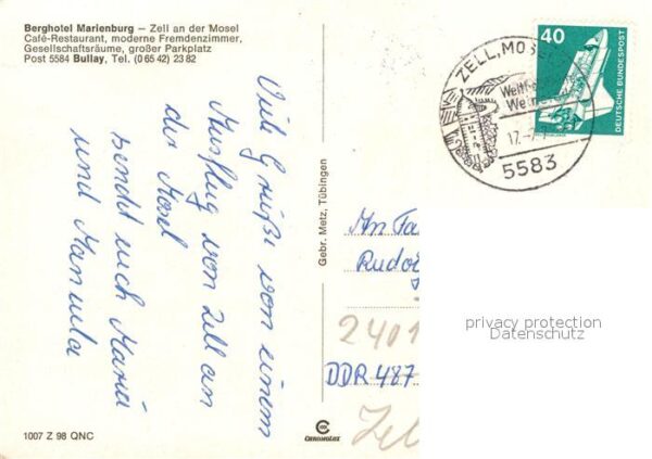 Zell Mosel Berghotel Marienburg Fliegeraufnahme – Bild 2