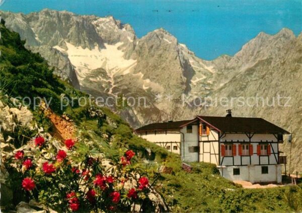 Hoellental Wetterstein Knappenhäuser mit Zugspitze Höllentalfe