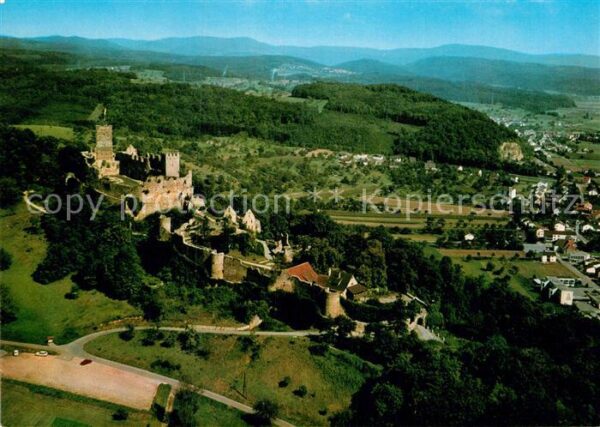 Loerrach Fliegeraufnahme mit Burgruine Rötteln