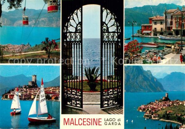 Malcesine Lago di Garda Seilbahn Schloss Portal Hafenpartie Pan