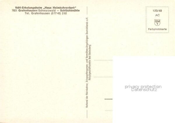 Grafenhausen Schwarzwald VdH Erholungsheim Haus Heimkehrerdank S – Bild 2