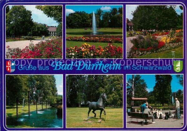 Bad Duerrheim Kurpark Fontäne Pferdeskulptur Gartensc