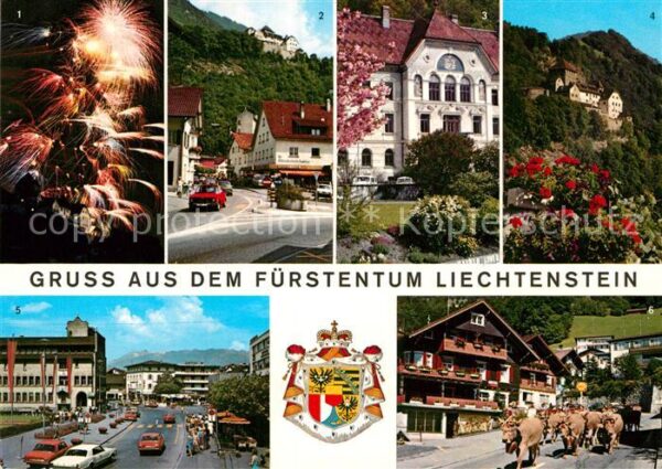 Liechtenstein  Feuerwerk Schloss Vaduz Regierungsgebäu