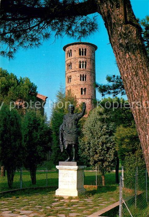 Ravenna Italia Statua Cesare Augusto Campanile Basilic