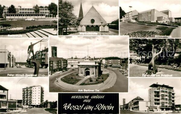 Wesel Rhein Realschule Ehrenmal City Hochhaus Bühne