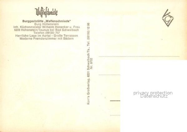 Hohenstein Untertaunus Burggaststätte Waffenschmiede – Bild 2