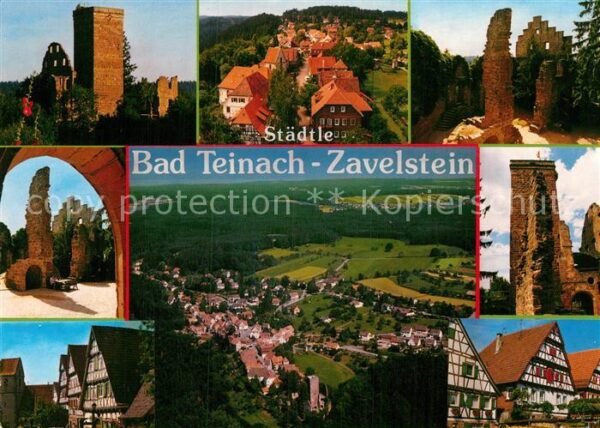 Bad Teinach-Zavelstein Fliegeraufnahme Burgruine Fachwerkhäuse