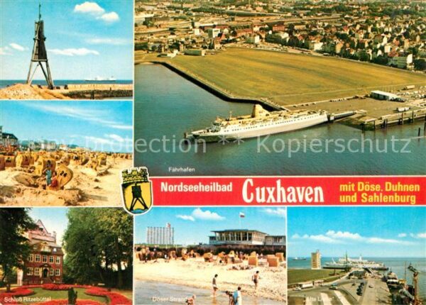 Cuxhaven Duhnen Nordseebad Fliegeraufnahme Fährhafen Kugelbarke St