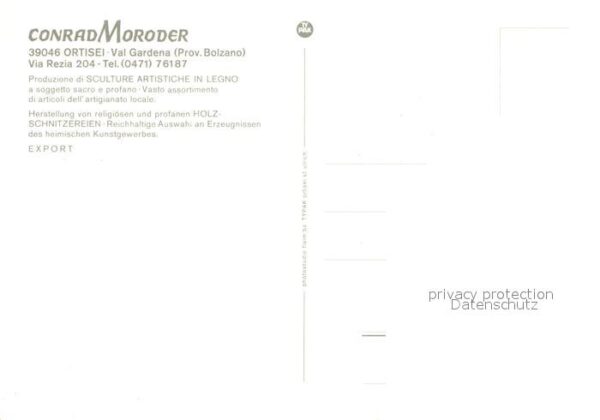 Ortisei St Ulrich Conrad Moroder Holzschnitzer – Bild 2
