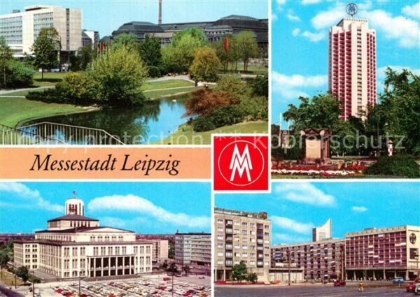 Leipzig Schwanenteich mit Interhotel Stadt Leip
