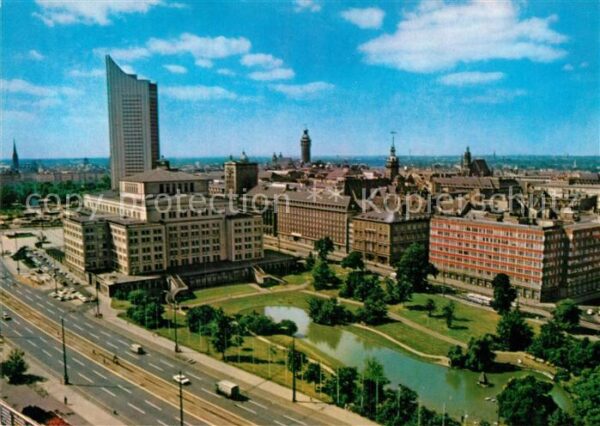 Leipzig Stadtblick mit Oper und Hochhaus der Ka
