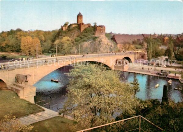 Halle Saale Saalebrücke mit Burg Giebichenstein