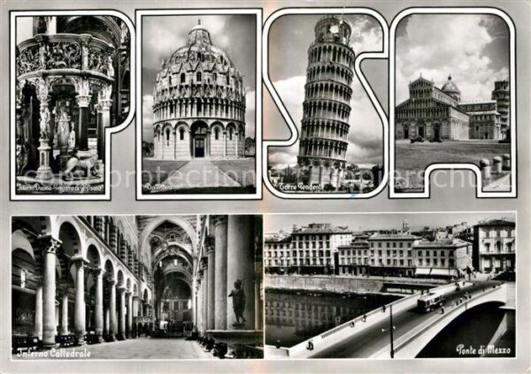 Pisa Torre Pendente Ponte di Mezzo Battister