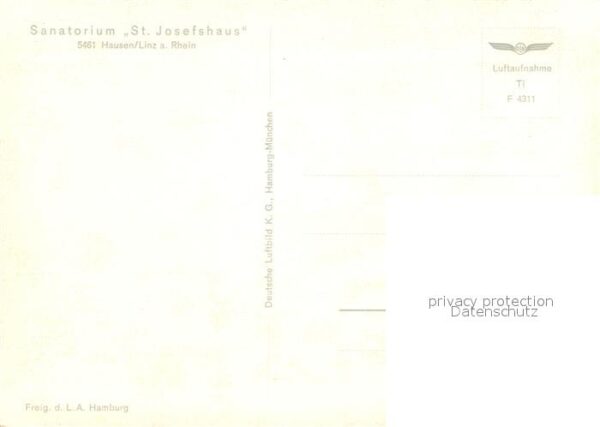 Hausen Linz Rhein Sanatorium St. Josefshaus Fliegeraufnah – Bild 2