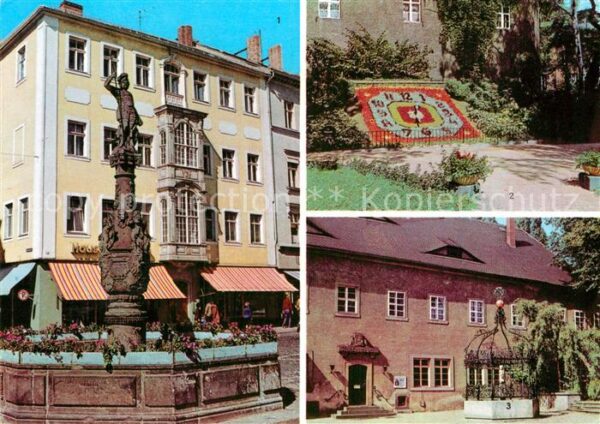 Zittau Marsbrunnen am Markt Blumenuhr Stadtmus