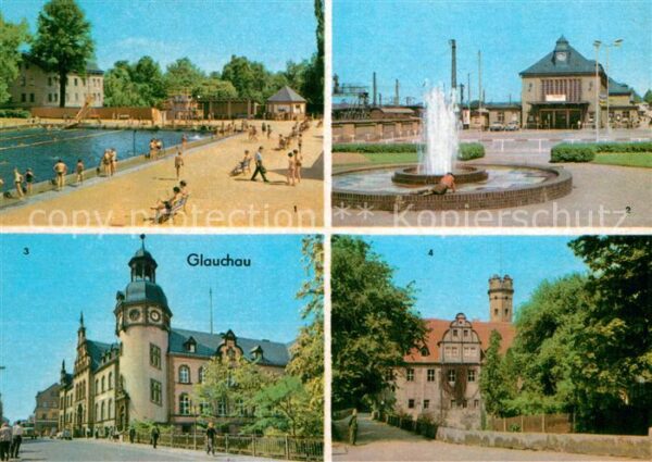 Glauchau Sommerbad Bahnhof Hauptpostamt Schloss