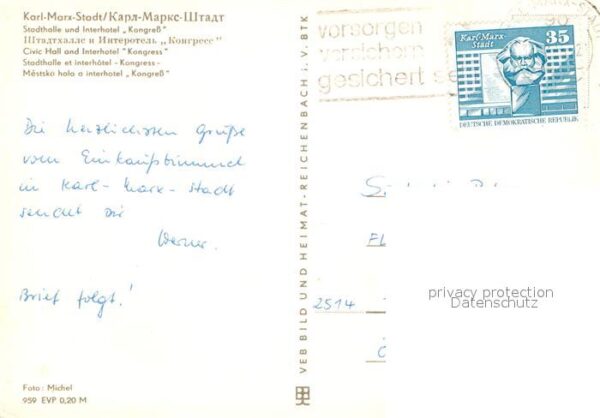 Karl-Marx-Stadt Stadthalle Interhotel Kongress – Bild 2