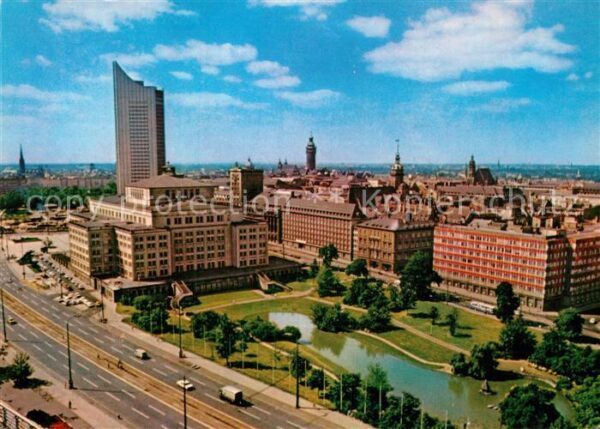 Leipzig Stadtblick mit Oper und Hochhaus der Ka
