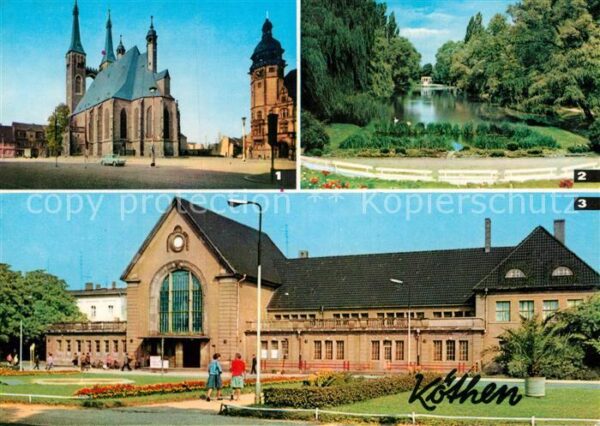 Koethen Anhalt Marktplatz mit St Jakobskirche Rathaus
