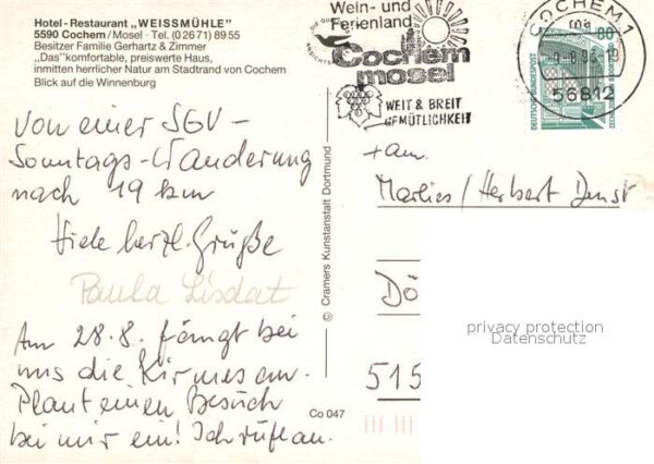 Cochem Mosel Hotel Restaurant Weissmühle Winnenburg – Bild 2