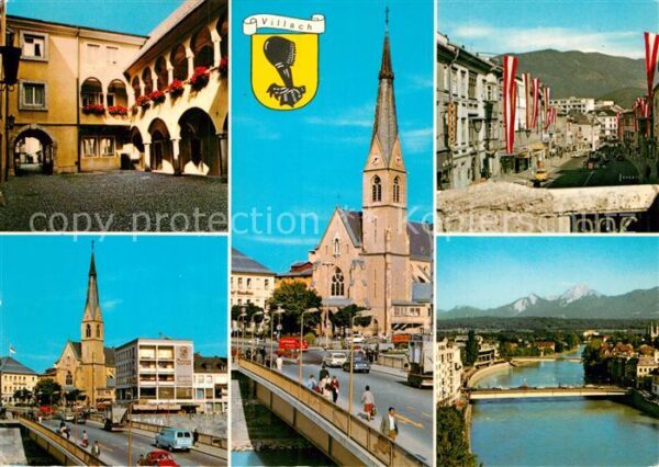 Villach Kaernten Hauptstrasse Brücke Kirche