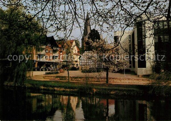 Buende Westfalen Bahnhofstrasse an der Else mit Rathaus