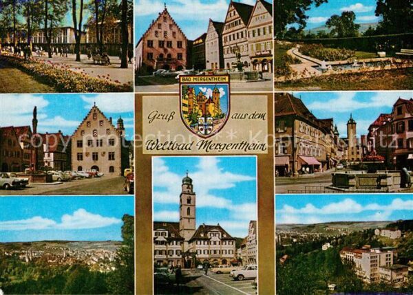 Bad Mergentheim Platz Park Gesamtansicht Brunnen Rathau