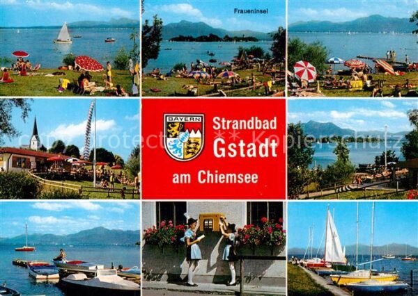 Gstadt Chiemsee Fraueninsel See Hafen Teilansicht Stran