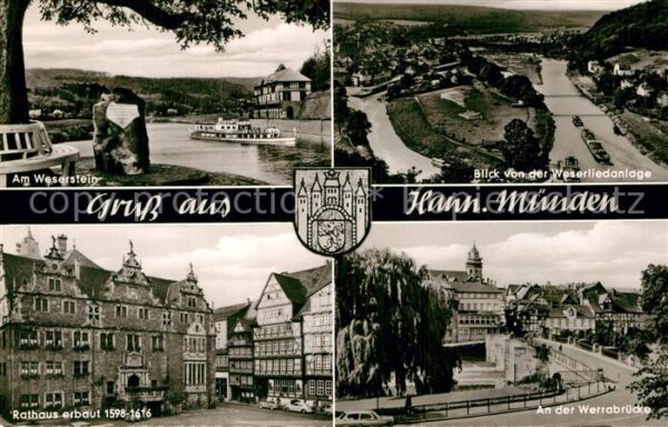 Hann. Muenden Weserstein Werrabrücke Rathaus