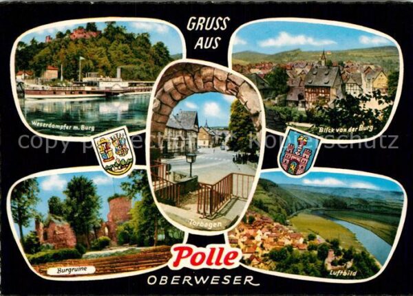 Polle Oberweser Weserdampfer Burg Burgruine Panorama