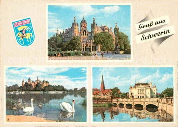 Schwerin Mecklenburg Schloss Schwäne Staatstheater