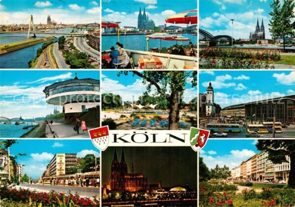 Koeln Rhein Dom Hauptbahnhof Rheinterrassen Stadtan