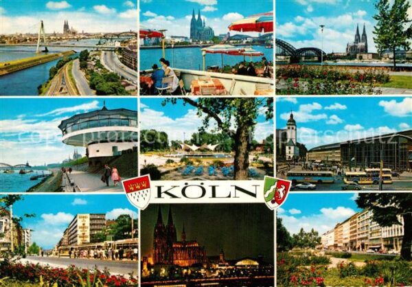 Koeln Rhein Hauptbahnhof Dom Rheinterrassen Panoram