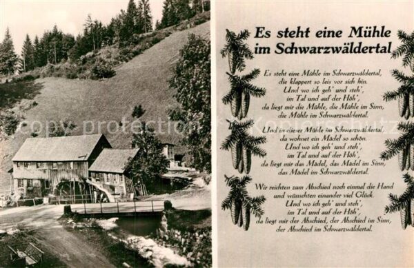Liederkarte Es steht eine Mühle im Schwarzwälder Ta