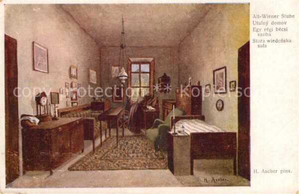Kuenstlerkarte H. Ascher Alt-Wiener Stube