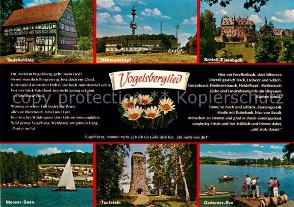 Liederkarte Vogelsberglied Teufelsmühle Schloss Eis