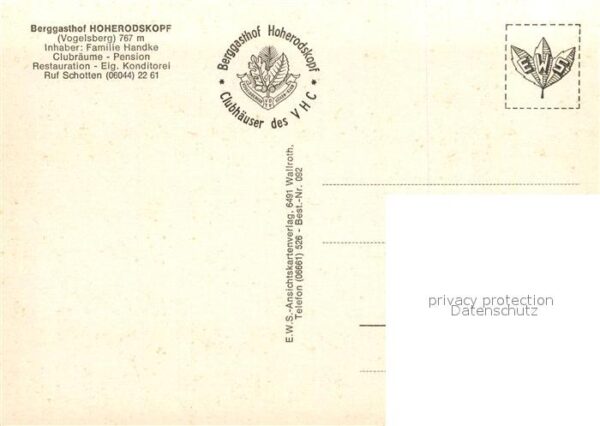 Liederkarte Vogelsberglied Teufelsmühle Schloss Eis – Bild 2